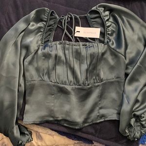 Dynamite front ruched satin blouse